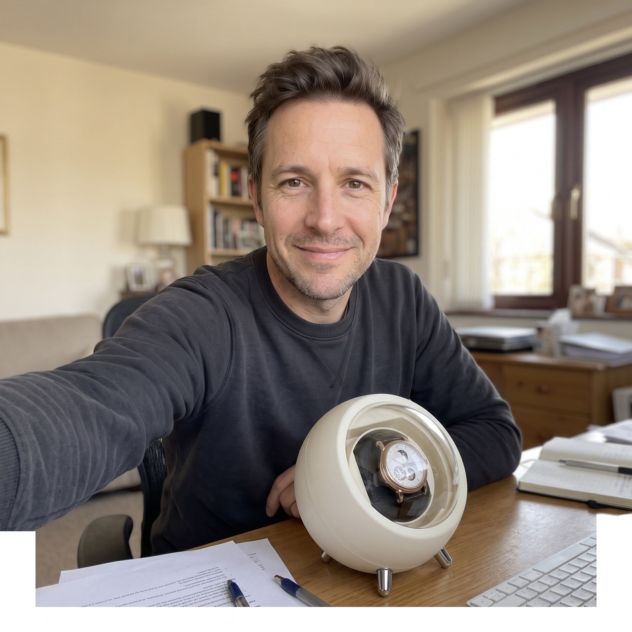 James taking a study selfie beside an Cream winder